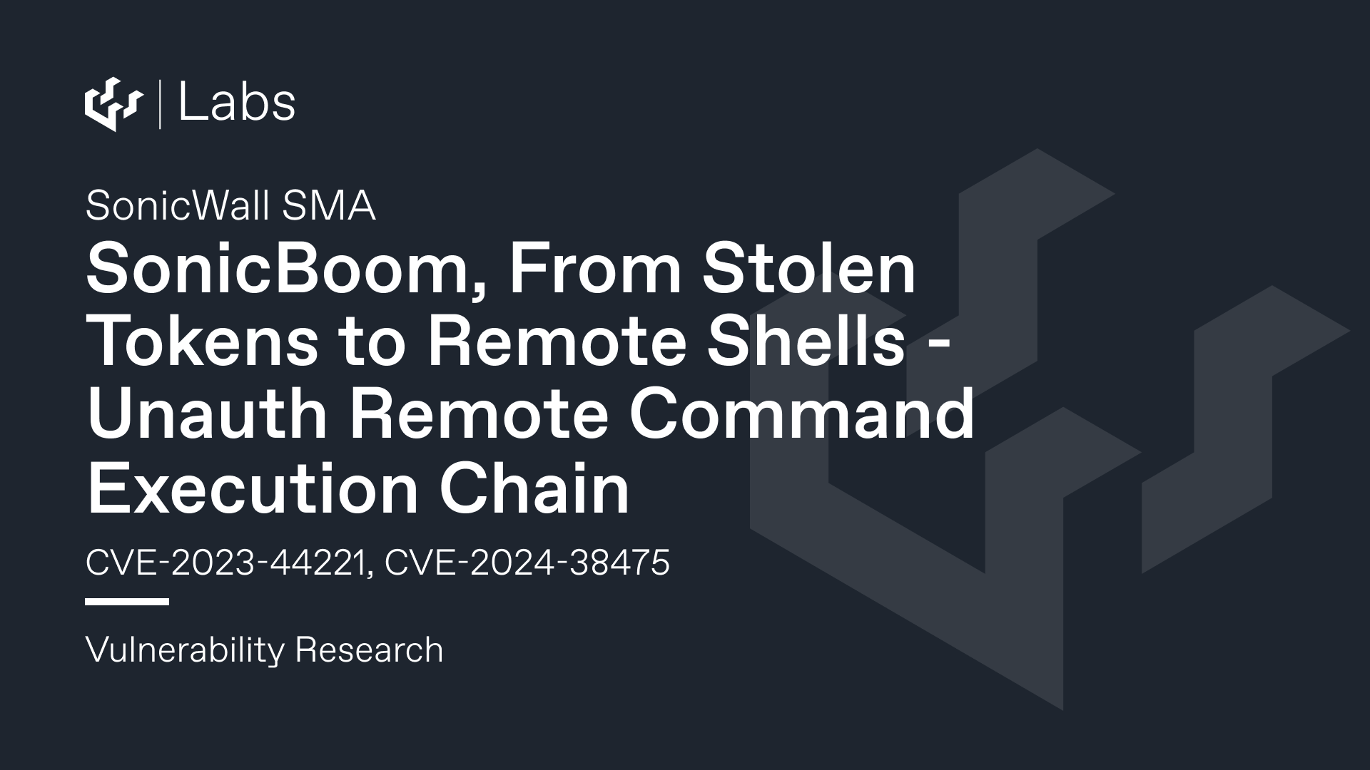 SonicBoom, From Stolen Tokens to Remote Shells - SonicWall SMA (CVE-2023-44221, CVE-2024-38475)