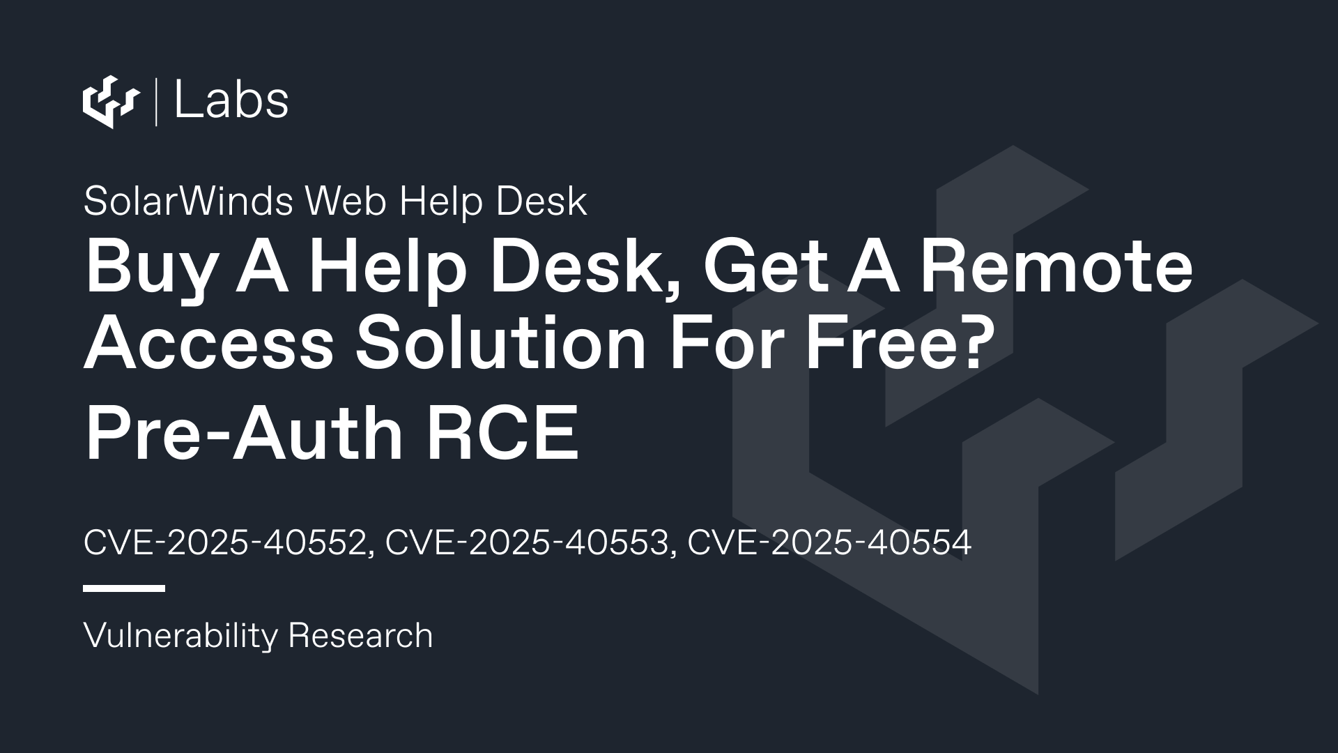 Buy A Help Desk, Bundle A Remote Access Solution? (SolarWinds Web Help Desk Pre-Auth RCE Chain(s))